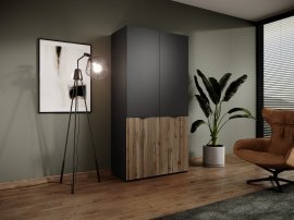 Garderobna omara Sandbox Sento - črna/hrast votan