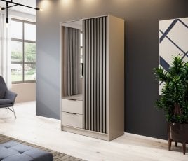 Garderobna omara Nelly 2D z ogledalom - kašmir