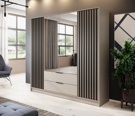 Garderobna omara Nelly 4D z ogledalom - kašmir