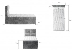 Eltap stock - Boxspring postelja Rivia - 90x200 cm (Monolith)