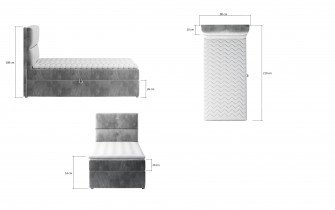 Eltap stock - Boxspring postelja Arco - 90x200 cm (Monolith)