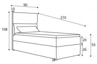 Eltap stock - Boxspring postelja Rivia - 90x200 cm (Monolith)
