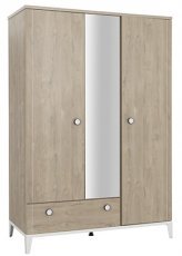 Velika garderobna omara Marcel - Blond hrast/bela