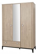 Velika garderobna omara Marcel - Blond hrast/črna