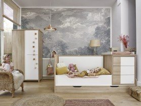 Galipette - Predal za otroško posteljo Sacha - 70x140 cm - Hrast/bela