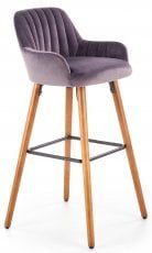 Barski stol H93 - temno siv/oreh