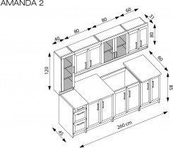 Kuhinjski blok Amanda 1 - 260 cm