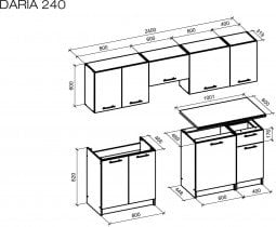 Halmar - Kuhinjski blok Daria 240 - kopus: antracit, front: hrast craft