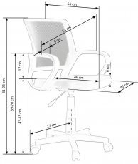 Halmar - Pisarniški stol Joel - črn/moder