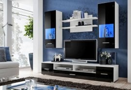 TV regal Reno - bela/črna sijaj