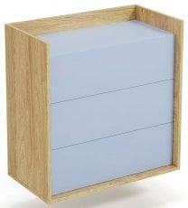 Mobius komoda 3S - hikora hrast/svetlo modra