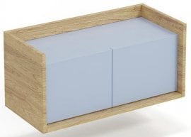 Nizka omarica Mobius 2D - hikora hrast/svetlo modra