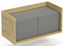 Nizka omarica Mobius 2D - hikora hrast/siva