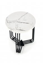 Halmar - Klubska miza Antica S - beli marmor/črna