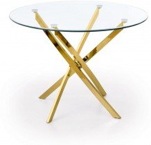 Halmar - Jedilna miza Raymond - steklo - prozorno/zlato