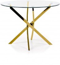 Halmar - Jedilna miza Raymond - steklo - prozorno/zlato