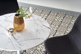 Halmar - Jedilniška miza Denver - beli marmor/bela
