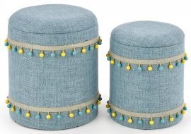 Komplet dveh taburejev s funkcijo shranjevanja Grado - svetlo modra