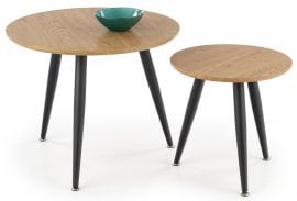 Komplet dveh klubskih miz Mentona 2 - zlati hrast/črna