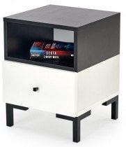 Nočna omarica Silvia - bela/črna