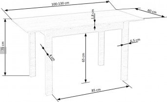 Raztegljiva jedilna miza Gino - hrast craft - 100/135 cm