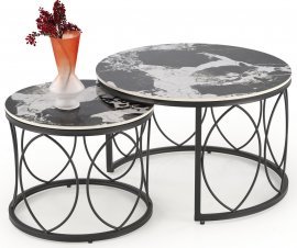 Halmar - Komplet dveh klubskih mizic Alexandra - črni marmor/črn