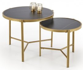 Halmar - Komplet dveh klubskih mizic Fatima - črni marmor/zlato