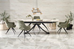 Halmar - Raztegljiva jedilna miza Hilario 180-260 cm - beli marmor/črna