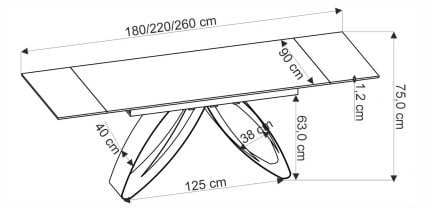 Halmar - Raztegljiva jedilna miza Hilario 180-260 cm - črni marmor/črna