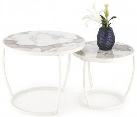 Halmar - Set dveh klubskih mizic Ines - bež marmor/bel
