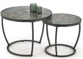 Halmar - Set dveh klubskih mizic Ines - zeleni marmor/črn