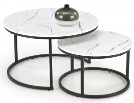 Halmar - Komplet dveh klubskih mizic Java - bel marmor/črn