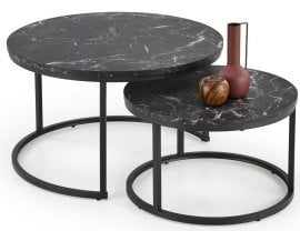 Halmar - Komplet dveh klubskih mizic Java - črni marmor/črn