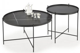 Halmar - Komplet dveh klubskih mizic Julieta - črni marmor/črn 