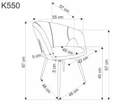 Halmar - Jedilniški stol K550 s funkcijo vrtenja - siv