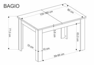Halmar - Raztegljiva jedilna miza Bagio 120-160 cm - artisan hrast/črna