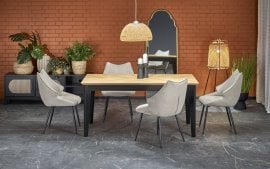 Raztegljiva jedilna miza Edmondo 160-240 cm - naravna/črna