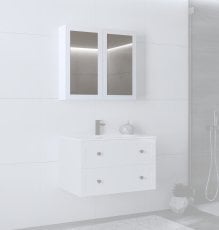Omarica z ogledalom Toreto 80 - bela mat