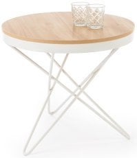 Klubska miza Leila - naravna/bela