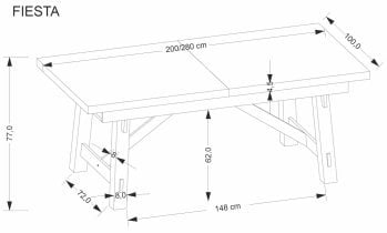 Halmar - Raztegljiva jedilna miza Fiesta - 200-280 cm