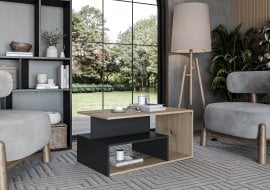 Klubska miza Iva - artisan hrast/črna