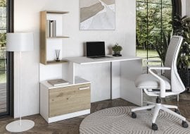 Pisalna miza Miso - bela/artisan hrast