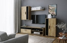 Dnevni TV regal Benson - hrast artisan/črn