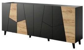 Komoda Etna - črna/hrast craft 