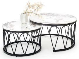 Set klubskih miz Formosa - beli marmor/črn