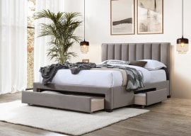 Postelja Grace - 140x200 cm - bež žamet 