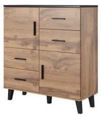 Komoda Lotta 110 cm 2D4S - hrast sonoma/črna