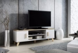 TV komoda Lotta 160 cm 2D2K - bela/hrast sonoma