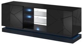 TV komoda Qiu 160 cm - črna sijaj