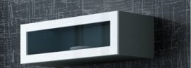 Stenska vitrina Vigo 90 cm - siva/bela sijaj 